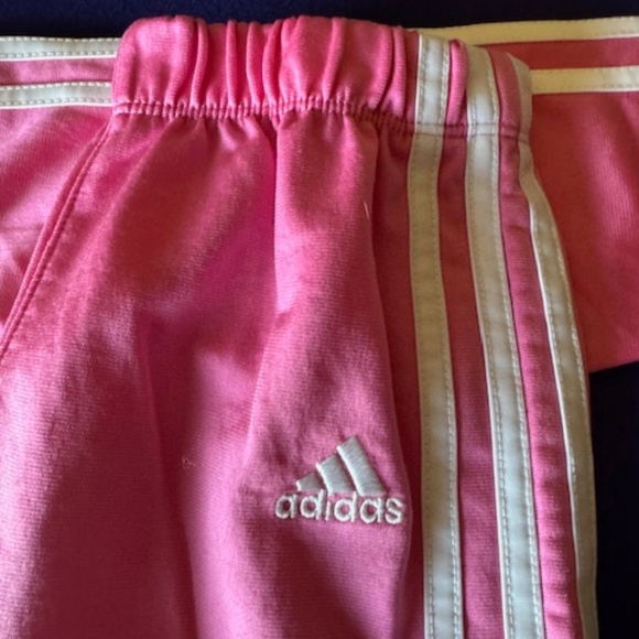 Adidas Pink And White Stripe Classic Tracksuit Girls Size Extra 6X - Picture 2 of 7